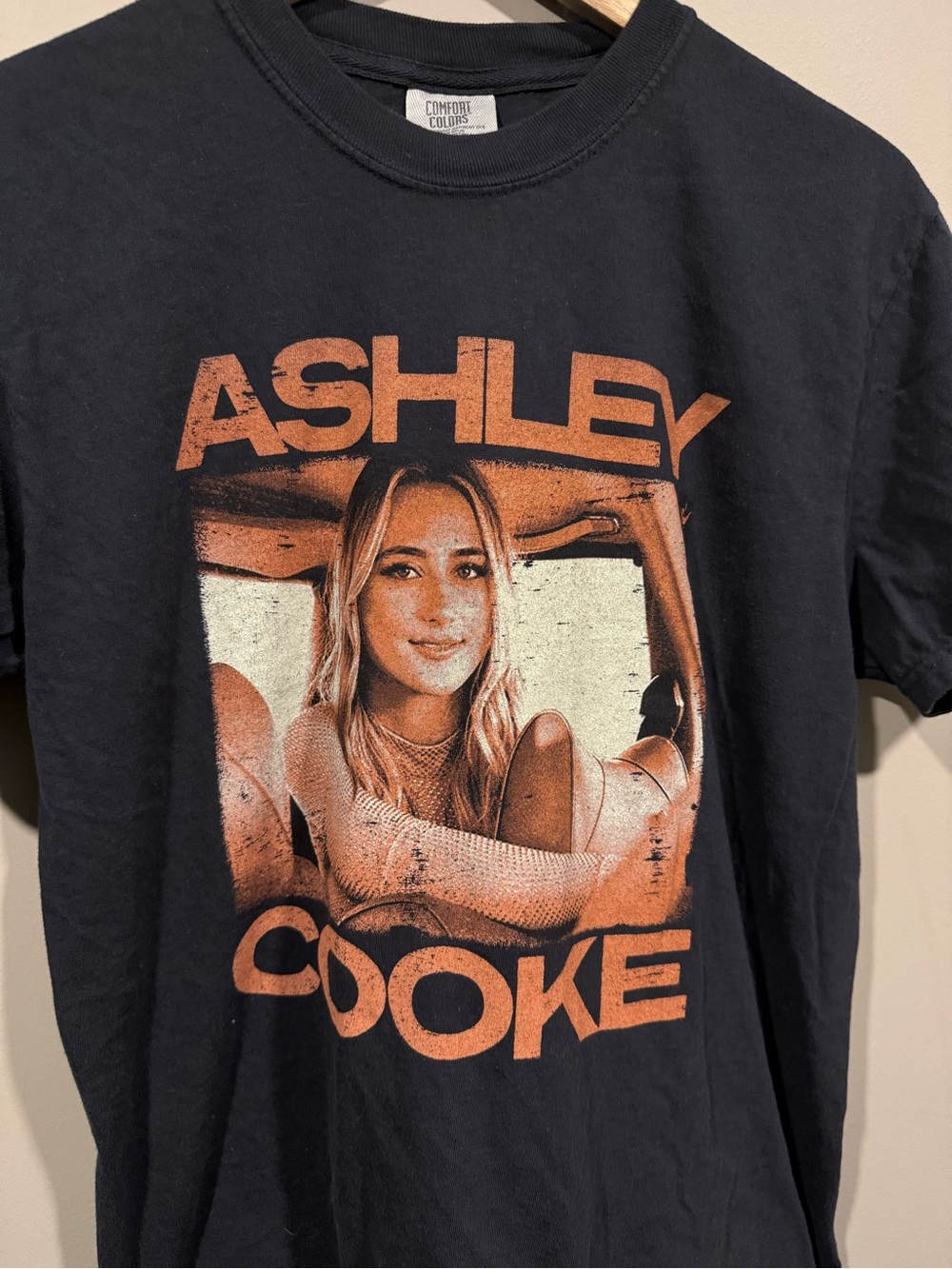 Ashley Cooke music Graphic concert Tee - Black with Orange Print image 2